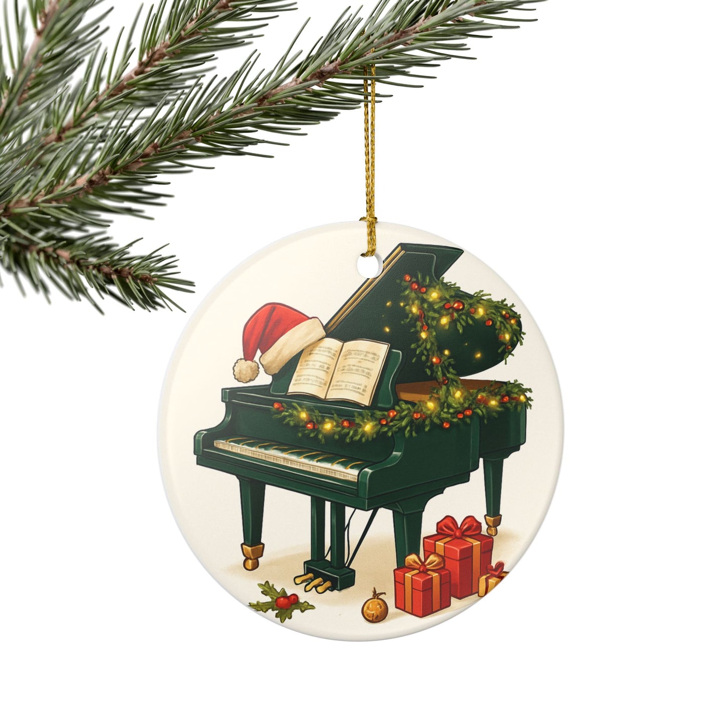 Christmas Grand Piano Ceramic Ornament – Festive Holiday Music Keepsake