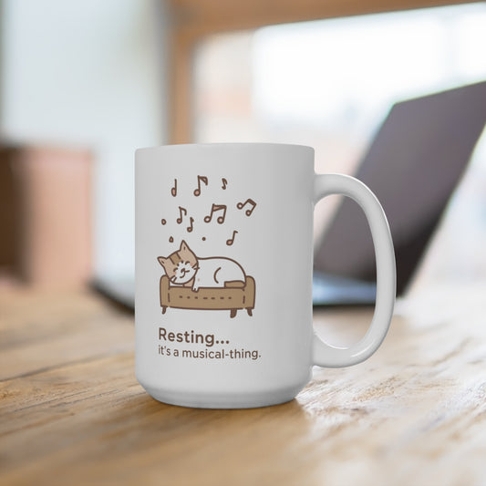 Resting... It's a Musical Thing Mug — Cute Cat Music Lover 15oz Ceramic Coffee Cup