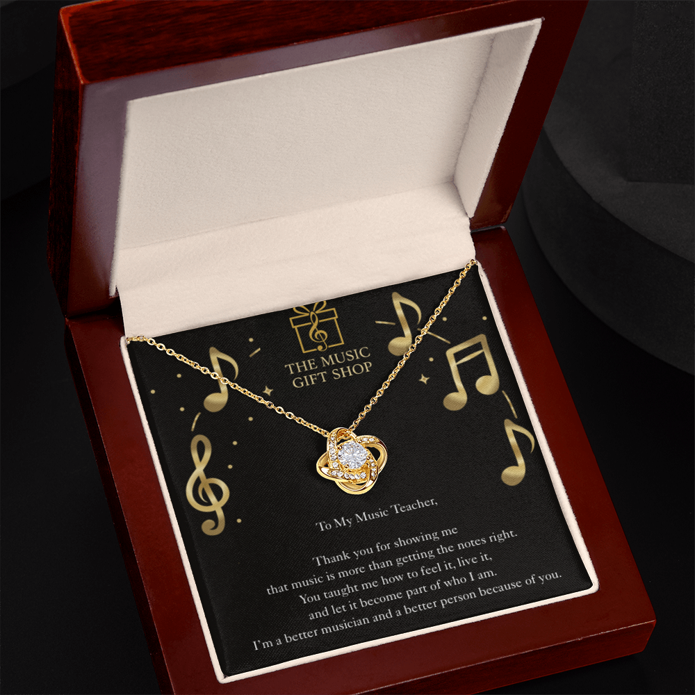 Music Teacher Necklace Gift – “You Made Me Feel the Music” Appreciation Card