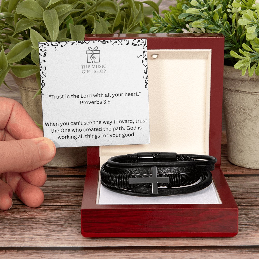 Trust in the Lord – Proverbs 3:5 Faith Leather Bracelet