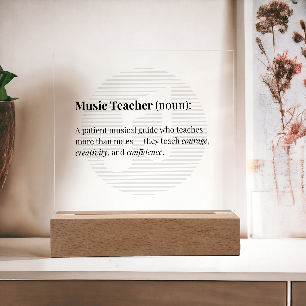 Music Teacher Definition Acrylic Plaque - Teacher Appreciation Gift for Music Educators, Choir Directors & Mentors