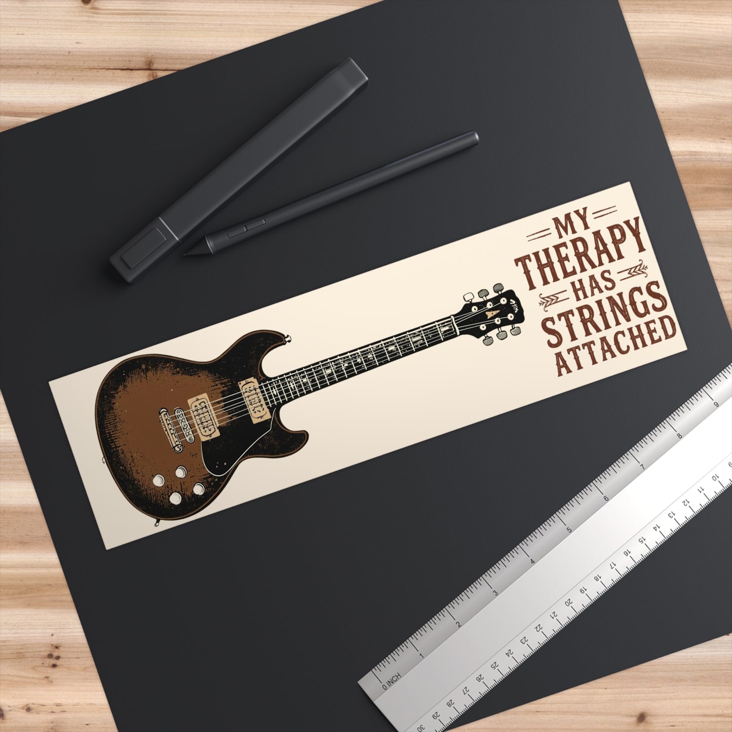 Guitar Bumper Sticker — “My Therapy Has Strings Attached”