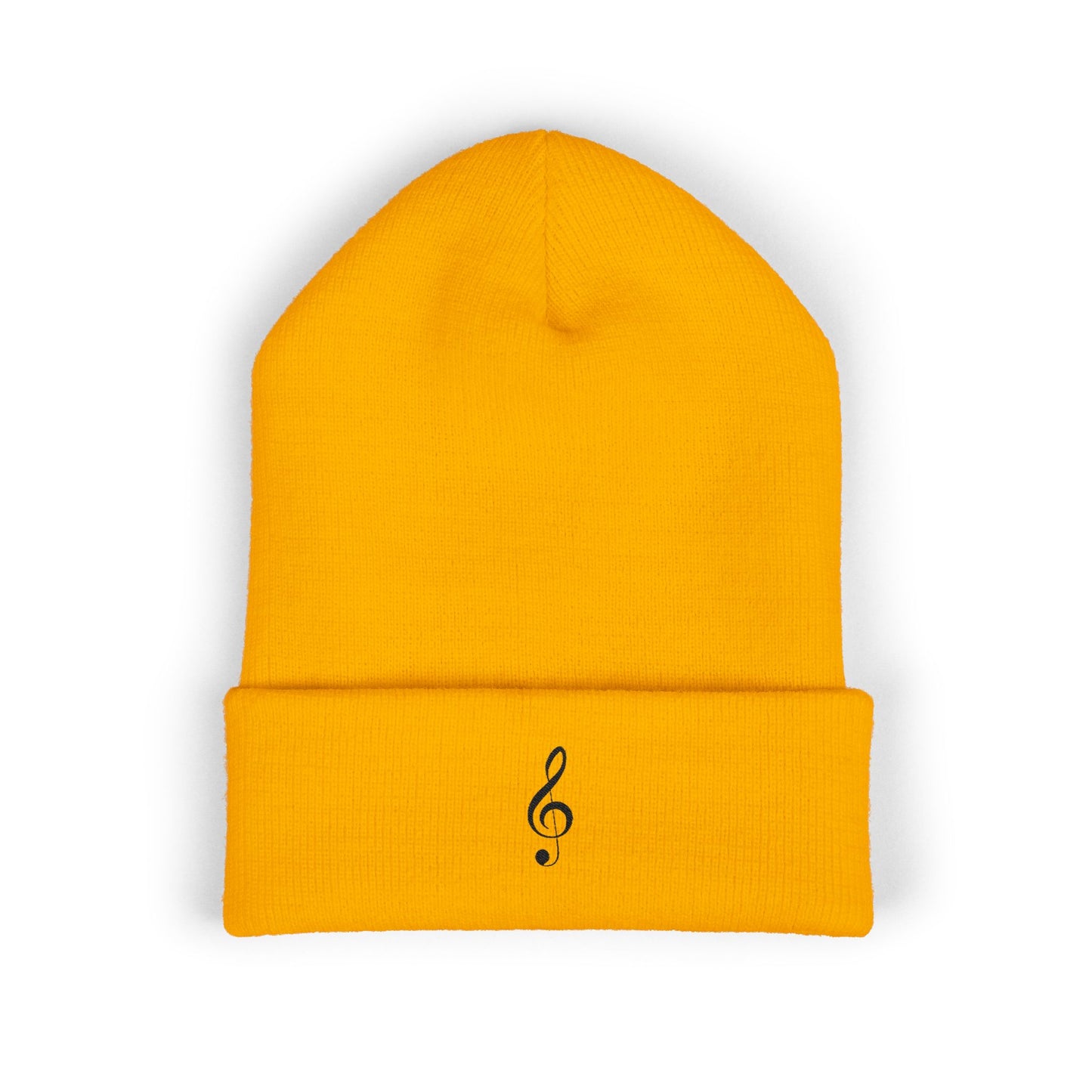 Embroidered Treble Clef Cuffed Beanie — Musician Knit Hat