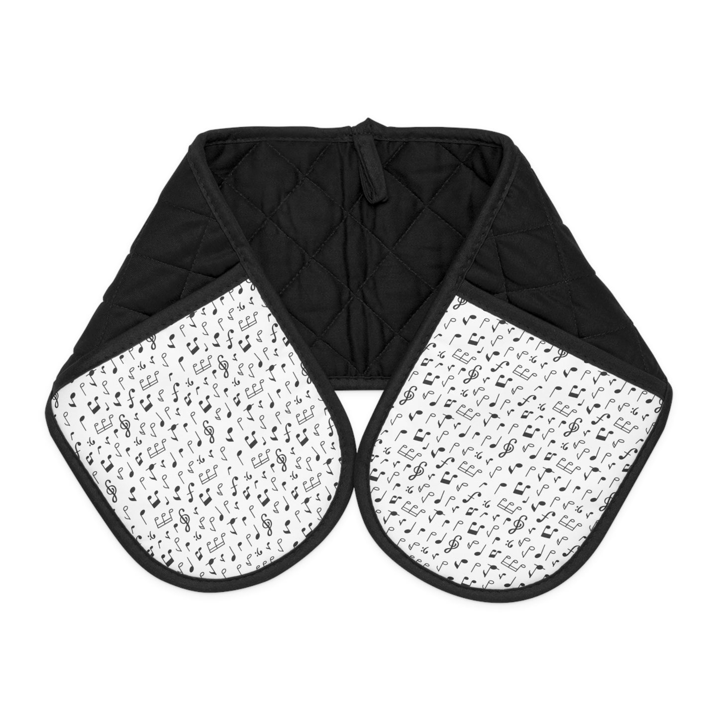 Reversible Long Oven Mitts - Black Quilted Heat-Resistant Pot Holder