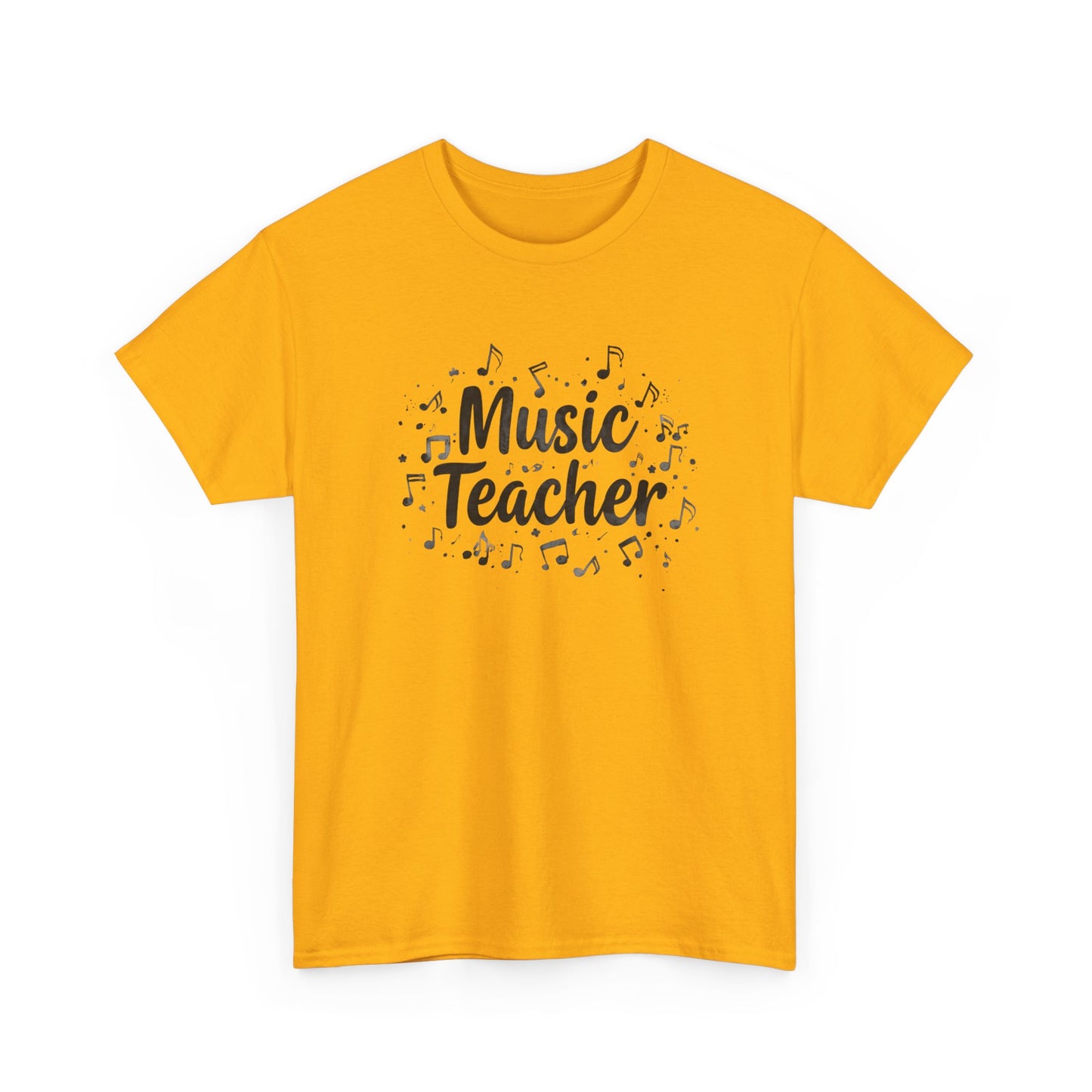 Music Teacher T-Shirt — Cute Script Design with Musical Notes