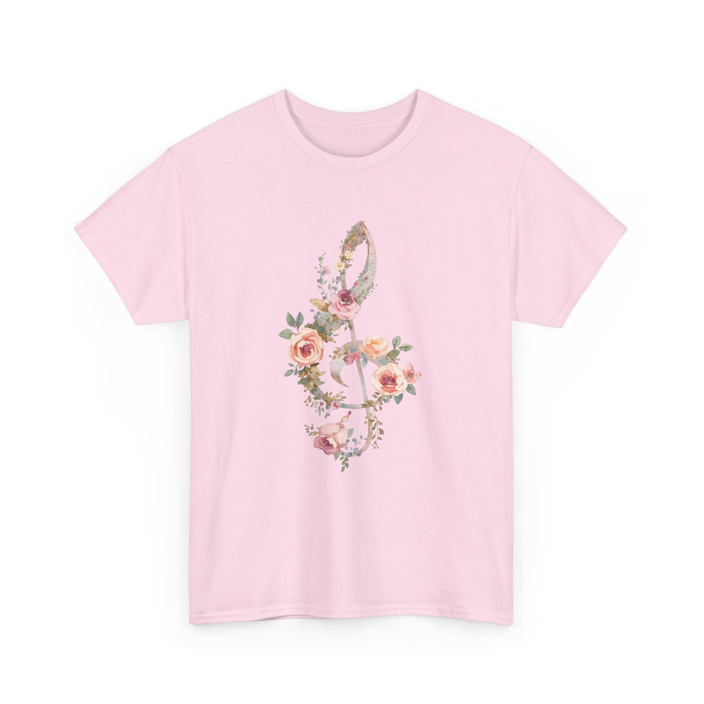 Floral Treble Clef T-Shirt — Watercolor Rose Music Tee