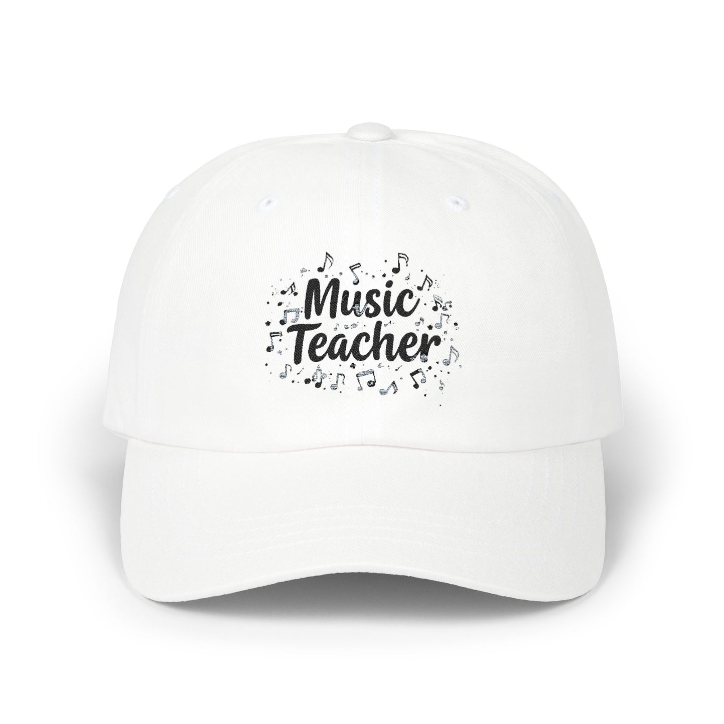 Music Teacher Dad Cap — Embroidered Music Notes Baseball Hat