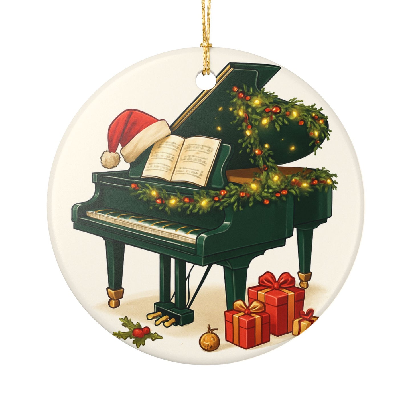 Christmas Grand Piano Ceramic Ornament – Festive Holiday Music Keepsake