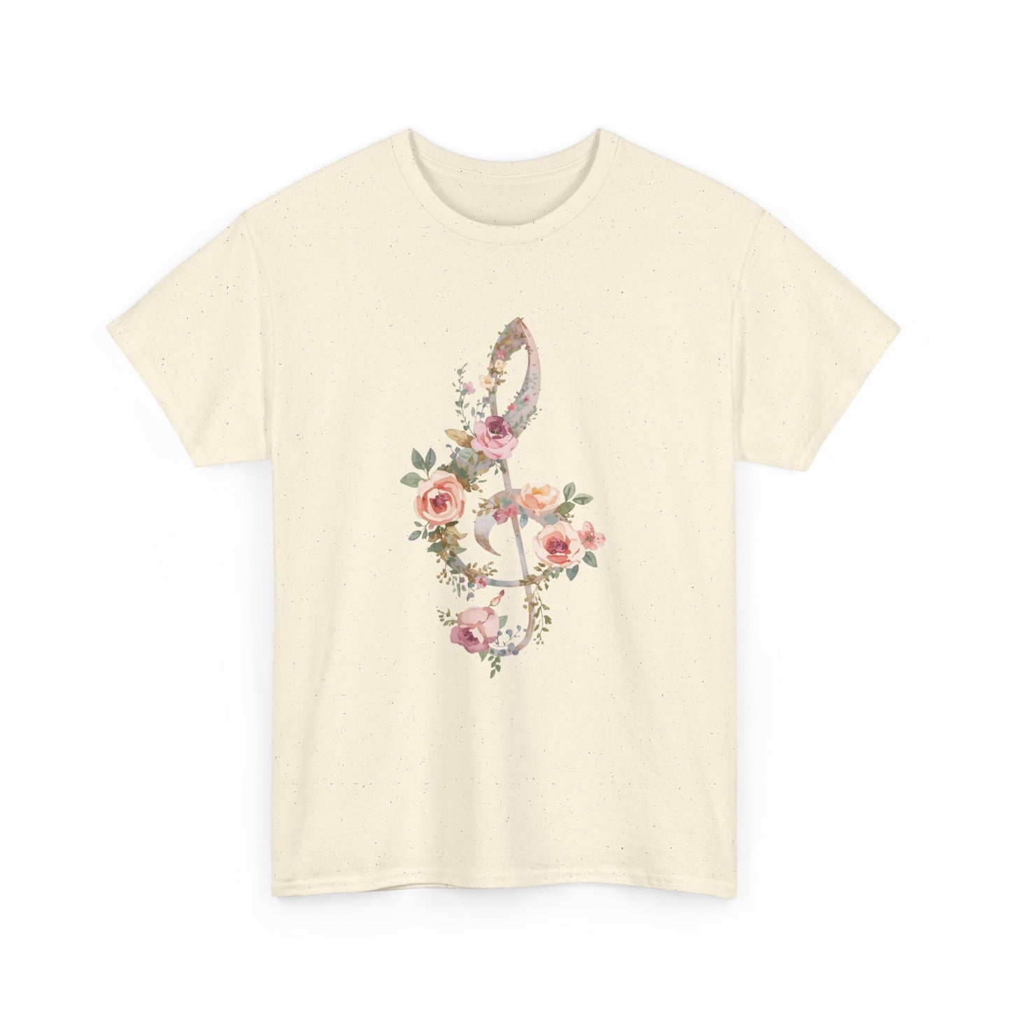 Floral Treble Clef T-Shirt — Watercolor Rose Music Tee