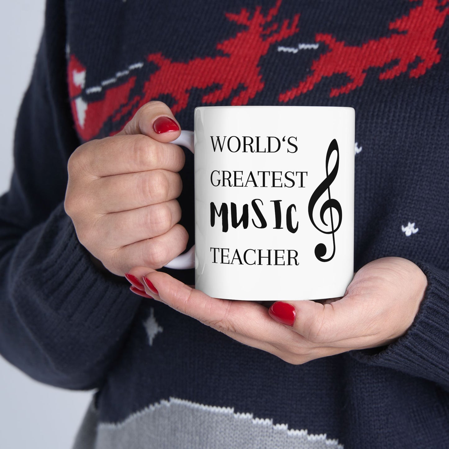 Music Teacher Mug – 'World's Greatest Music Teacher' Ceramic Coffee Cup (11oz/15oz)