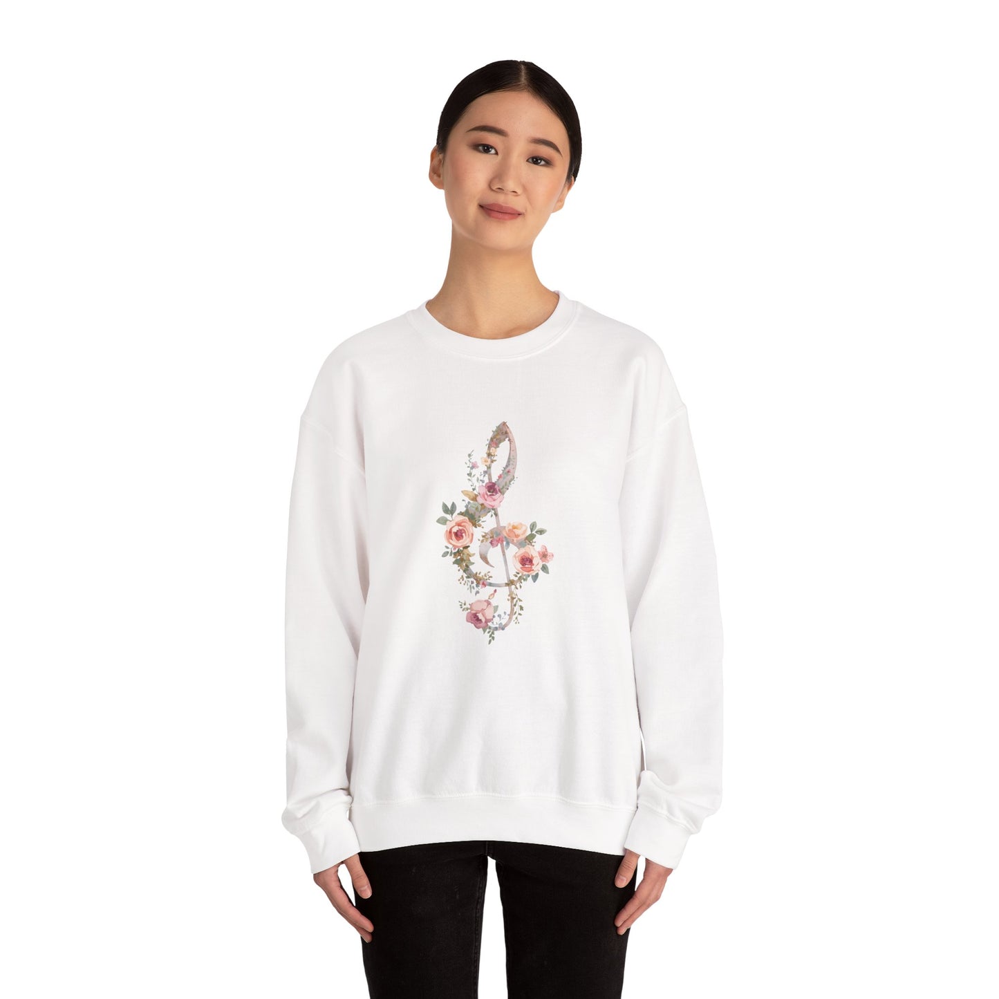 Floral Treble Clef Cozy Music Sweater