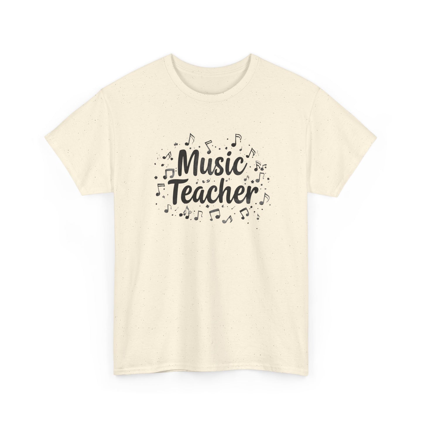 Music Teacher T-Shirt — Cute Script Design with Musical Notes