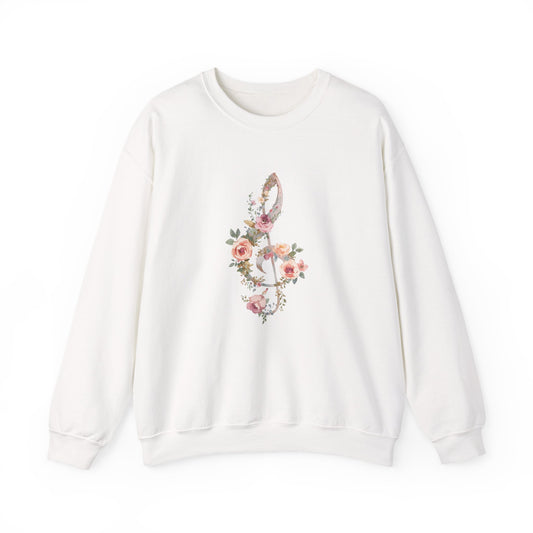 Floral Treble Clef Cozy Music Sweater