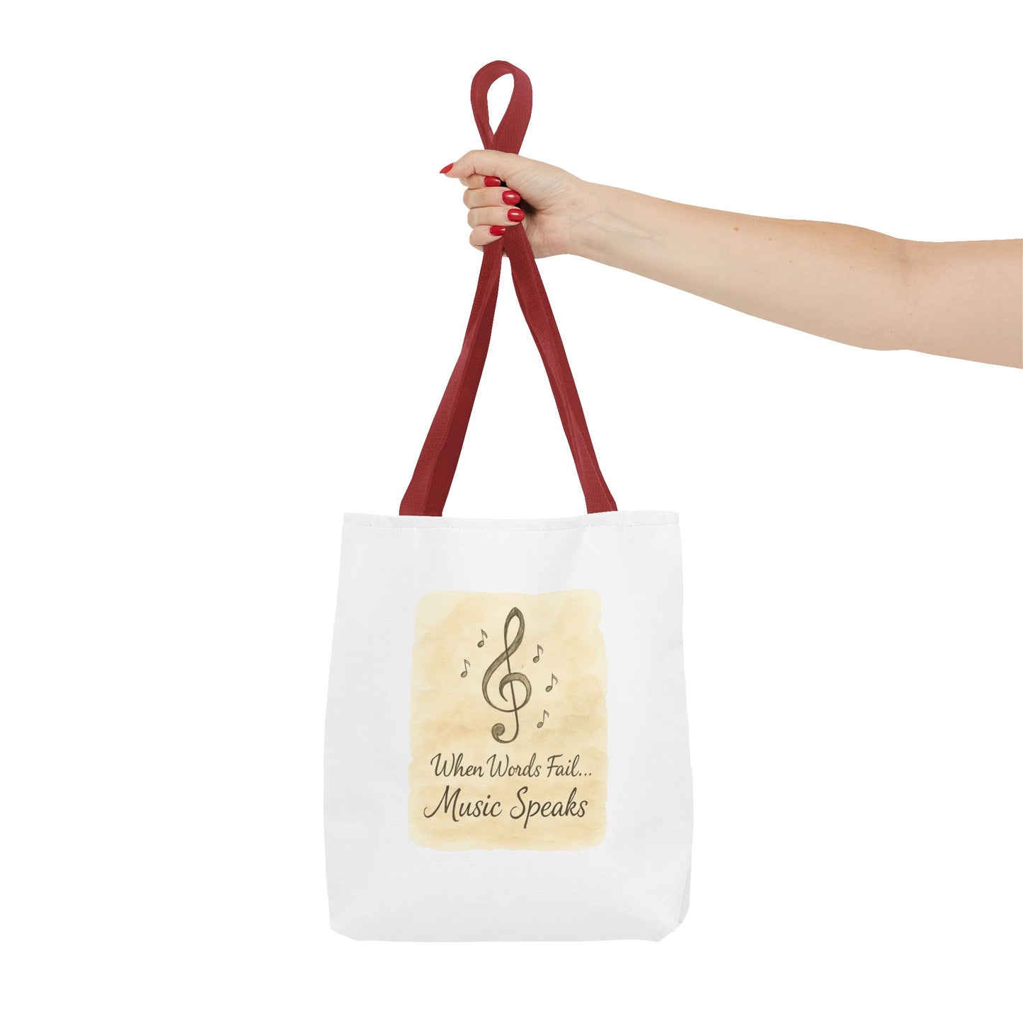 Music Speaks Tote Bag — 'When Words Fail... Music Speaks' Canvas Tote