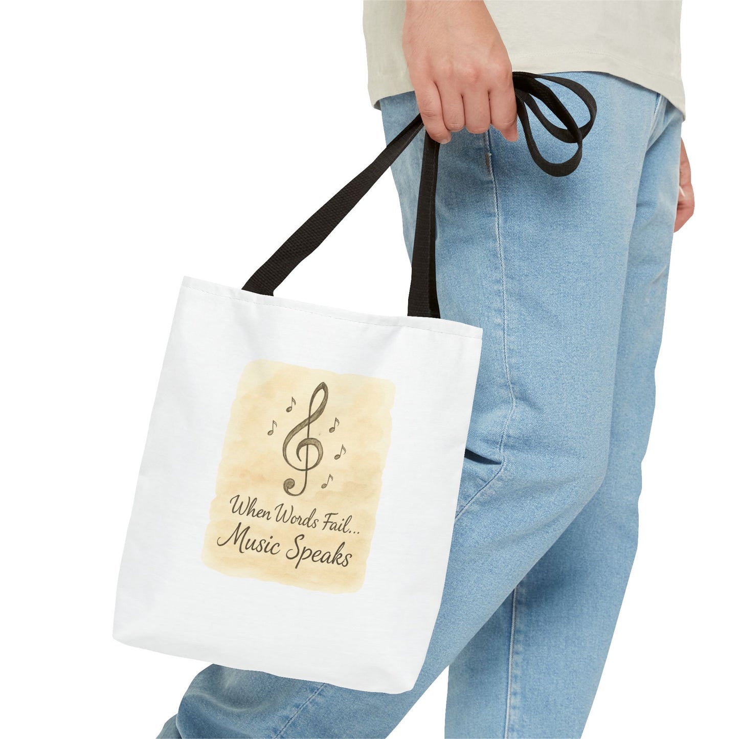 Music Speaks Tote Bag — 'When Words Fail... Music Speaks' Canvas Tote