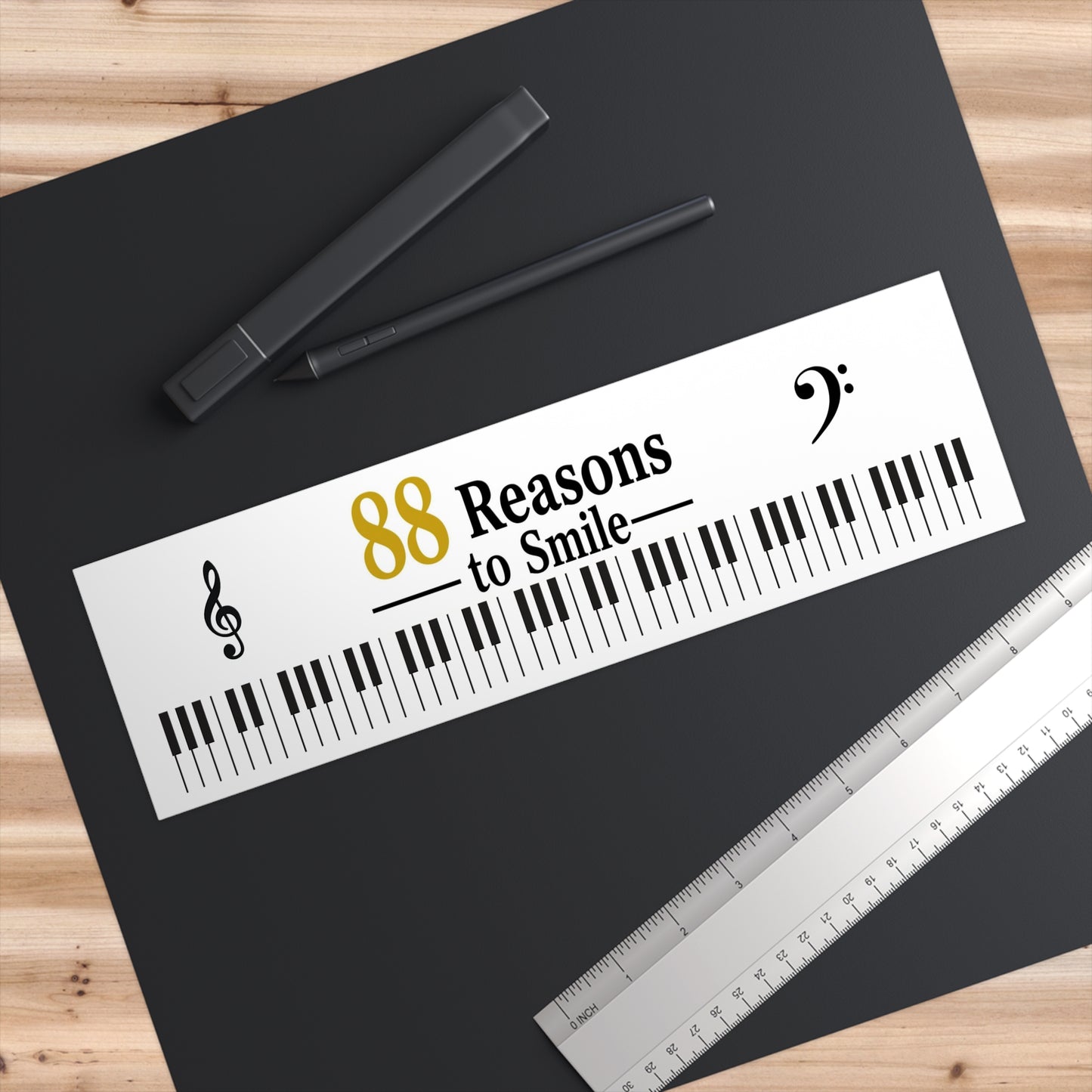 88 Reasons to Smile Piano Keyboard Bumper Sticker