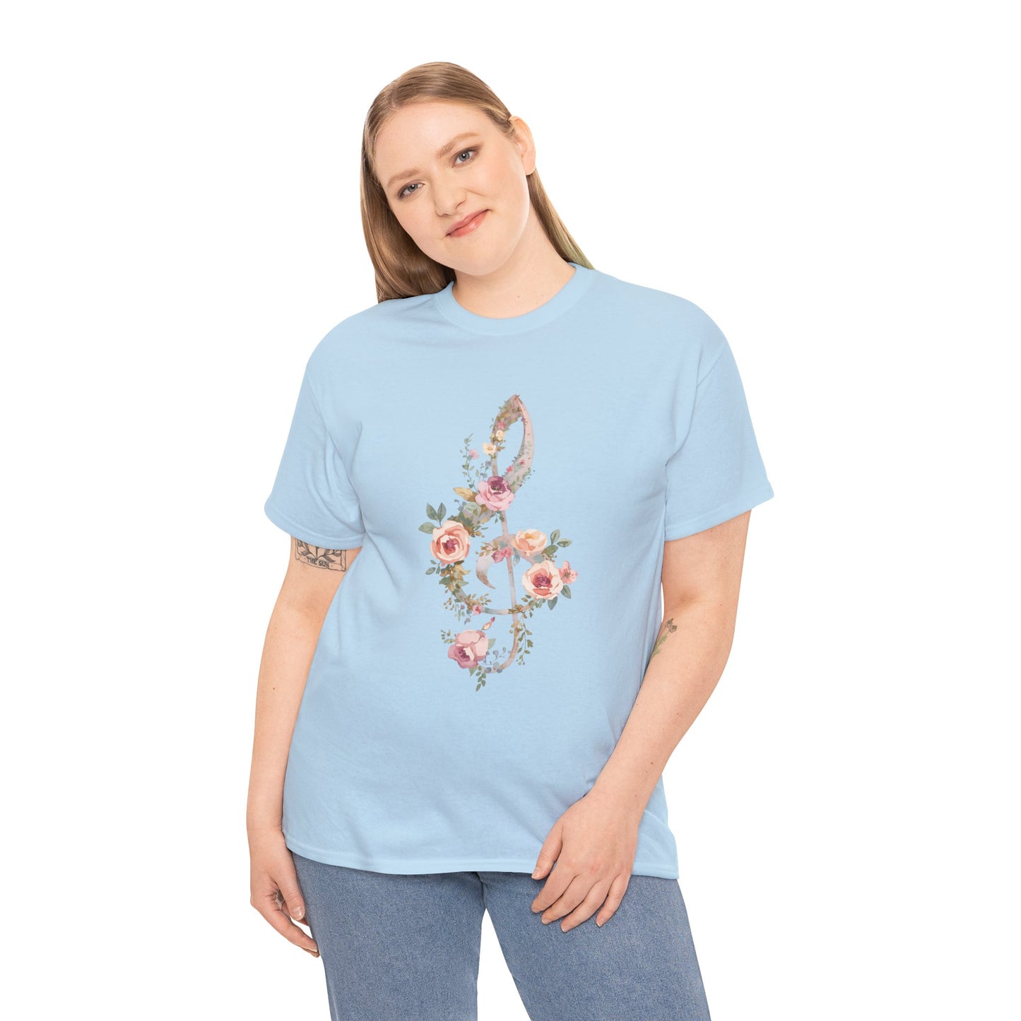Floral Treble Clef T-Shirt — Watercolor Rose Music Tee