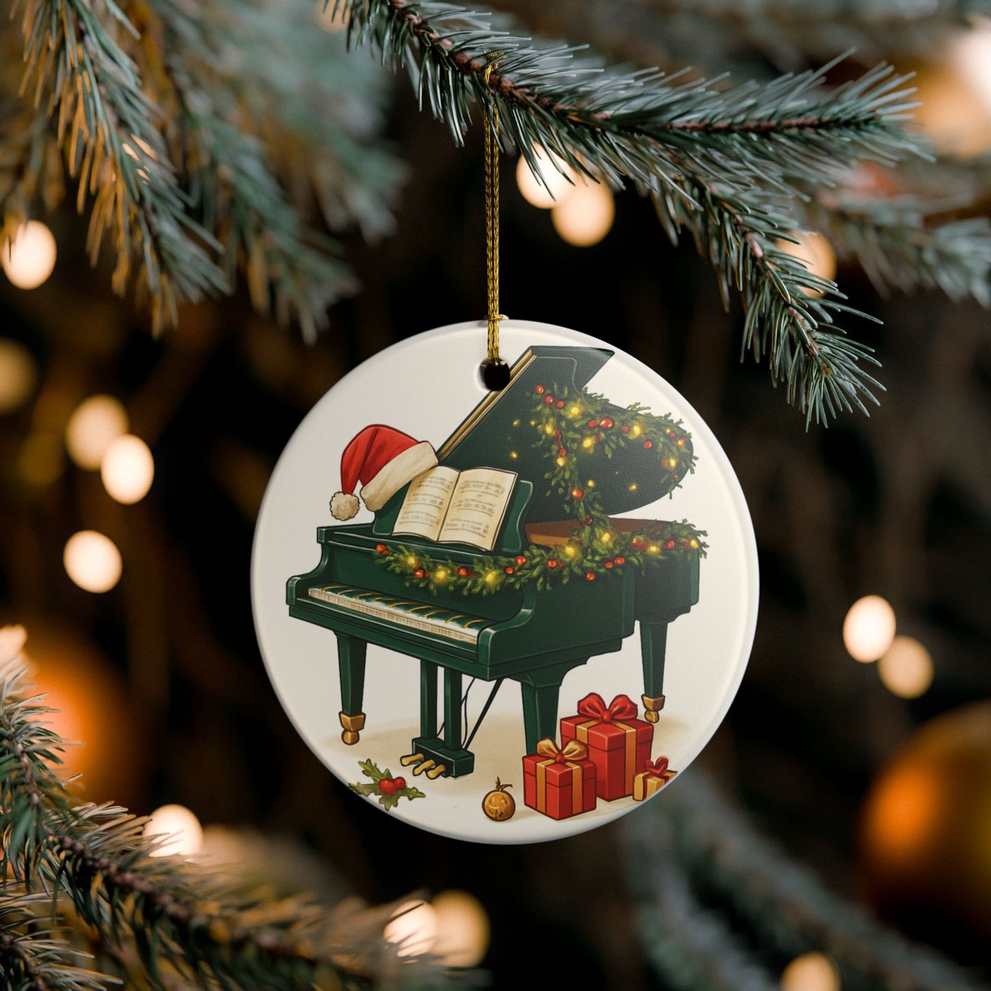 Christmas Grand Piano Ceramic Ornament – Festive Holiday Music Keepsake
