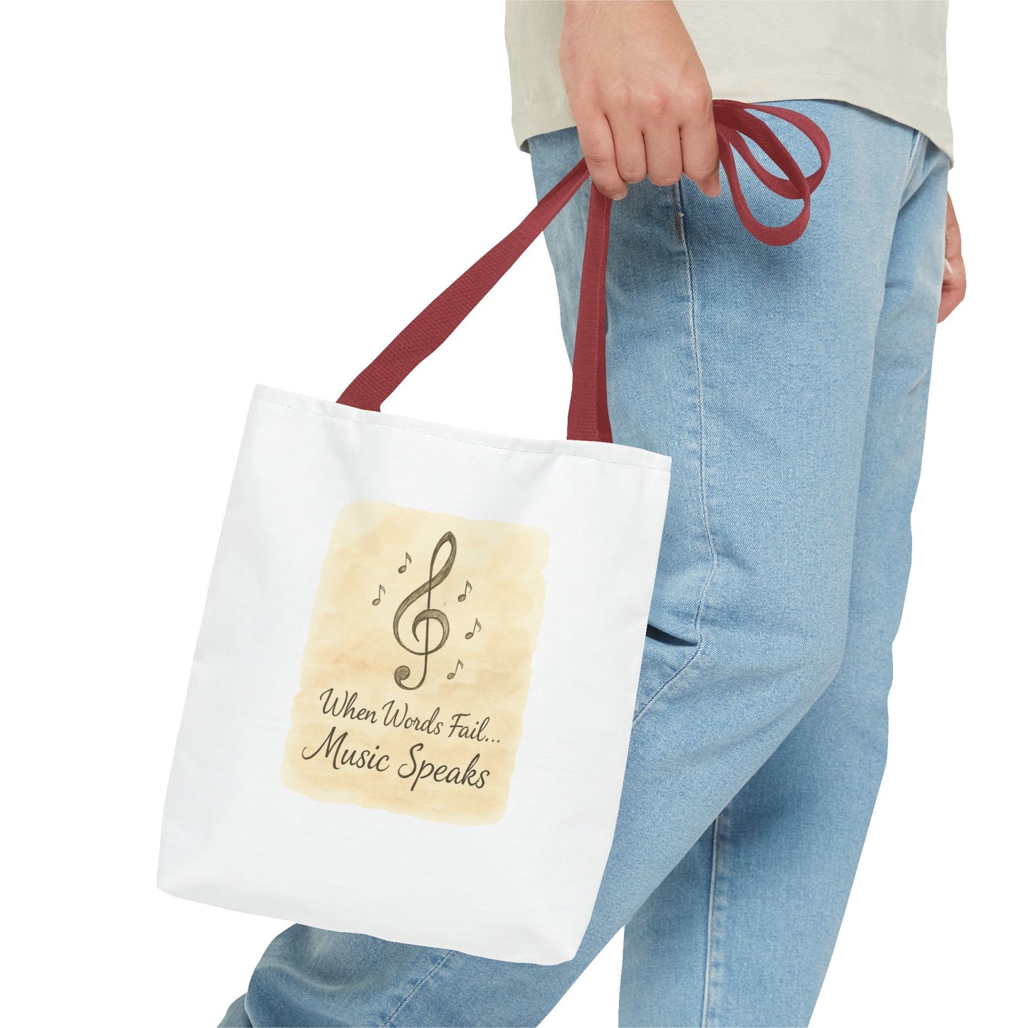 Music Speaks Tote Bag — 'When Words Fail... Music Speaks' Canvas Tote