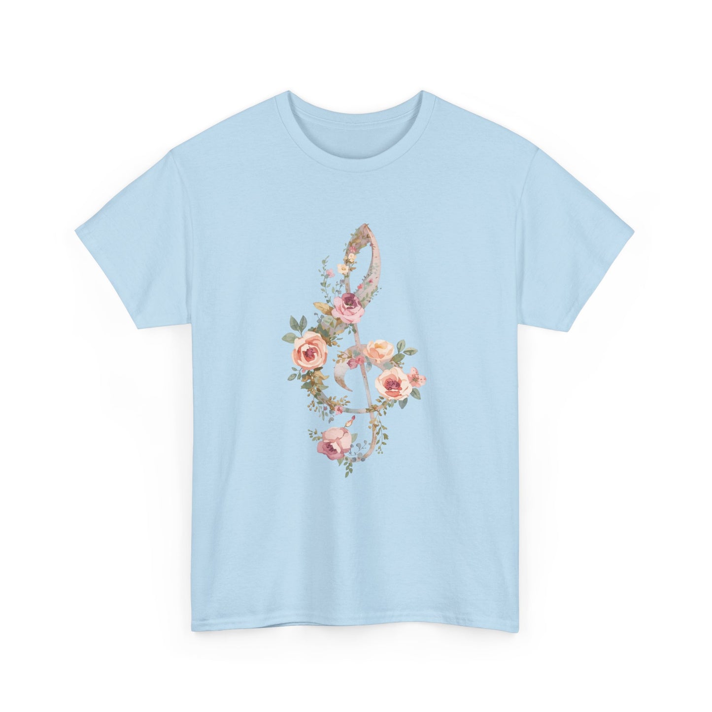 Floral Treble Clef T-Shirt — Watercolor Rose Music Tee