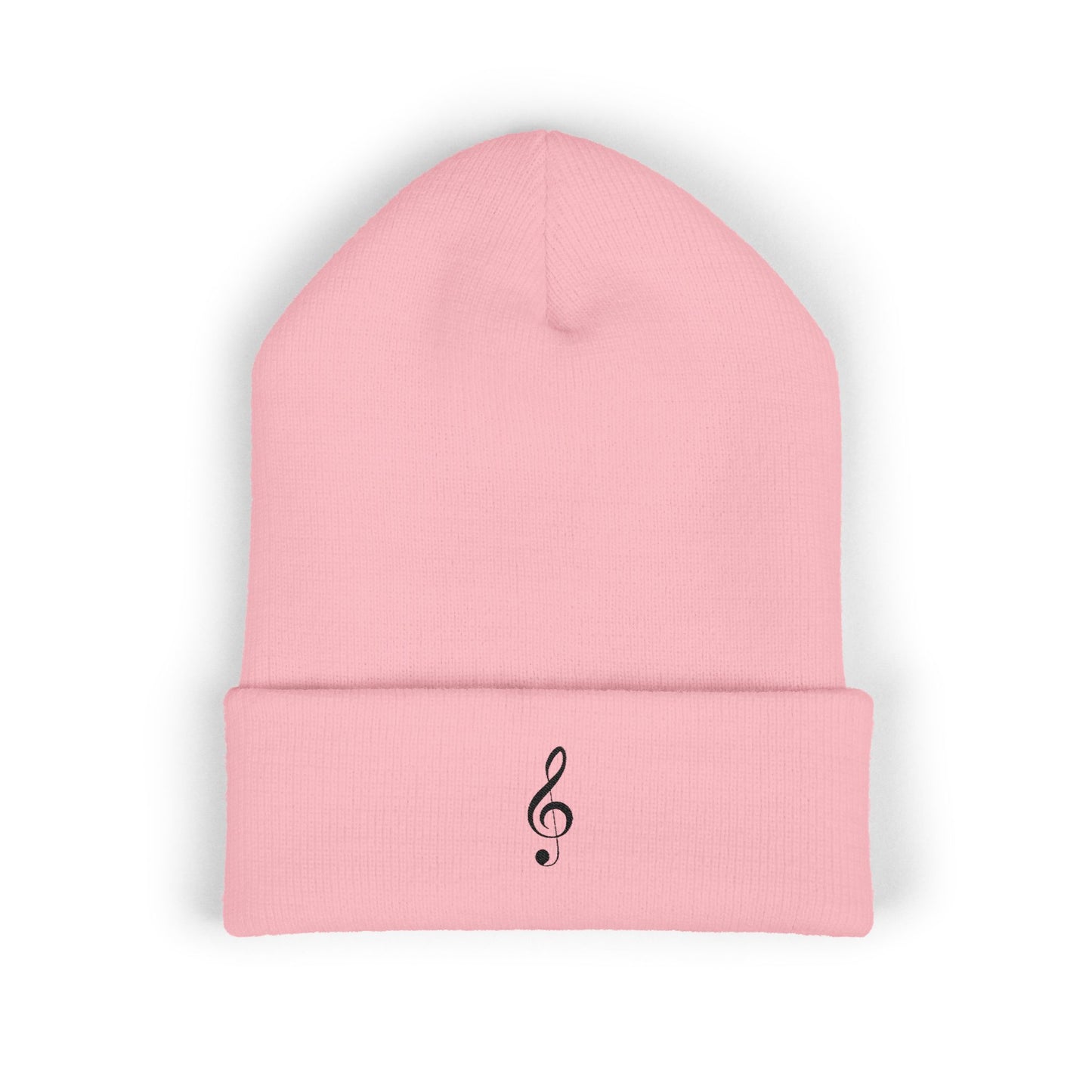 Embroidered Treble Clef Cuffed Beanie — Musician Knit Hat