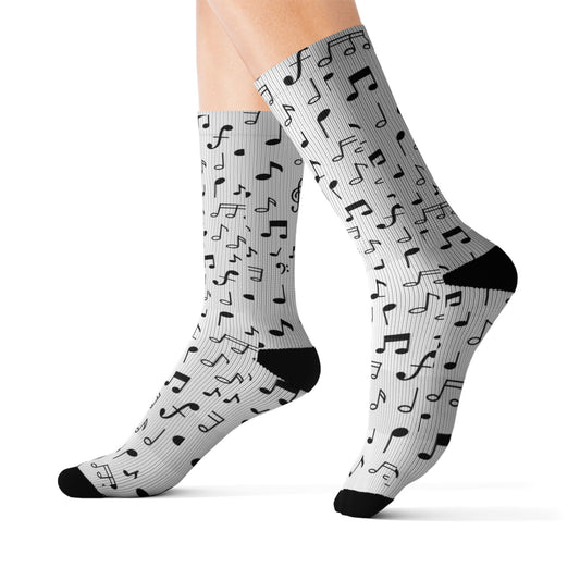 Gray Pixel Pattern Sublimation Socks — Textured Crew Socks