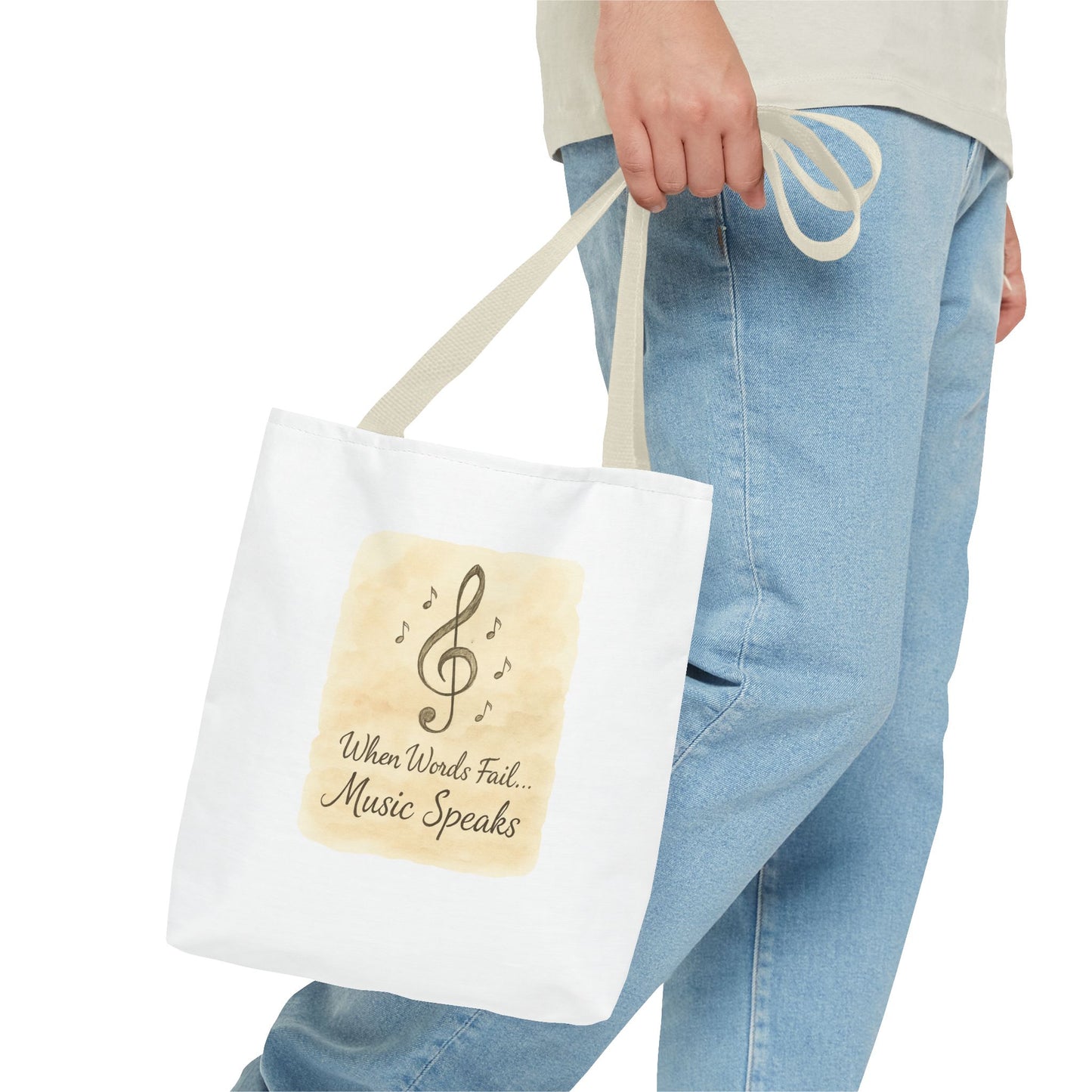 Music Speaks Tote Bag — 'When Words Fail... Music Speaks' Canvas Tote