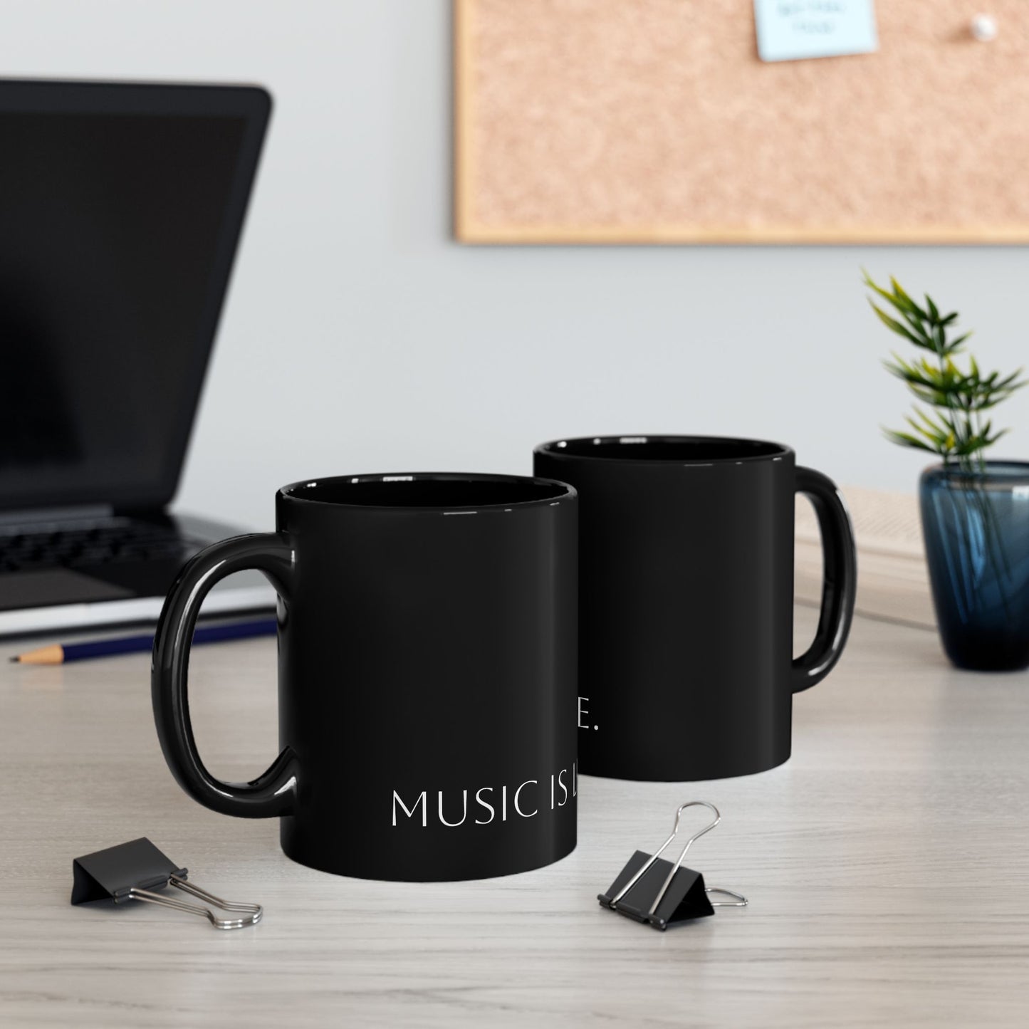 Music Is Life Black Ceramic Mug — 11oz & 15oz