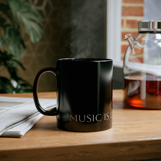 Music Is Life Black Ceramic Mug — 11oz & 15oz