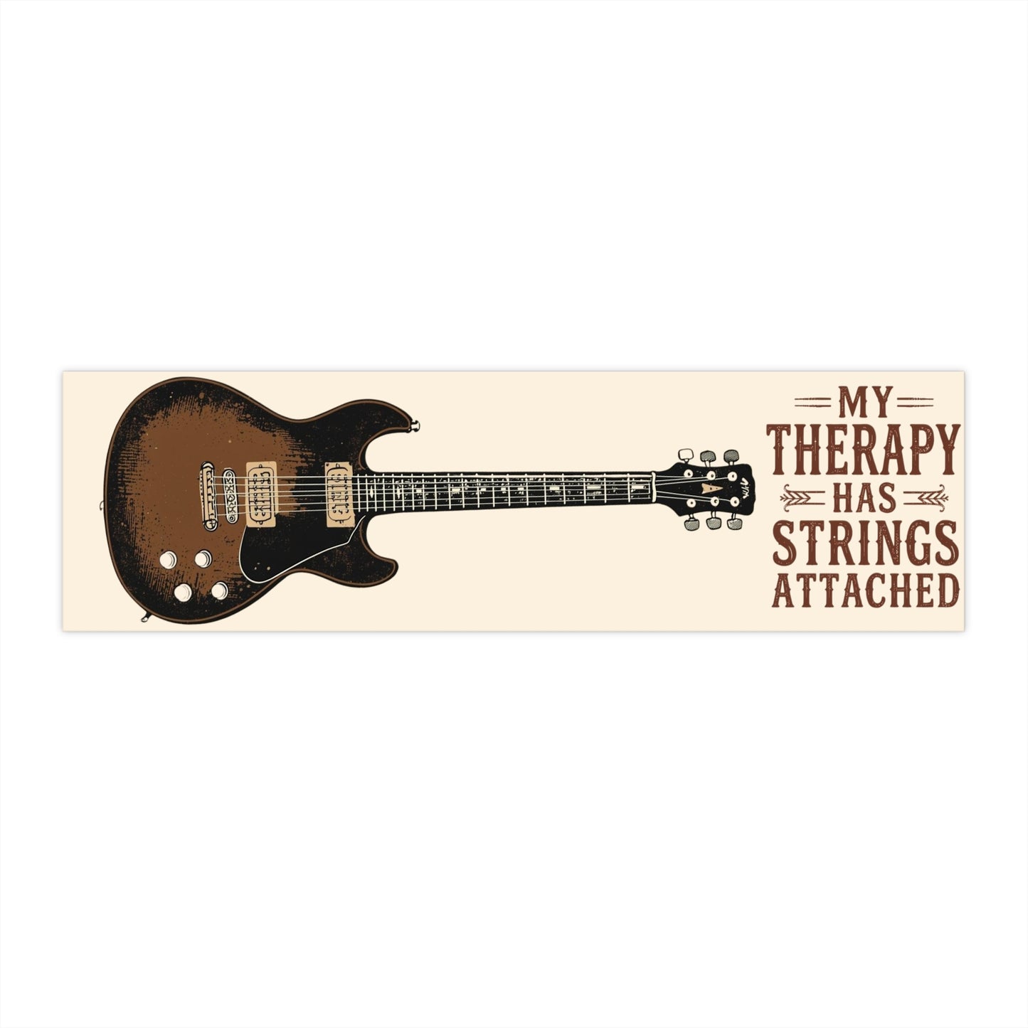 Guitar Bumper Sticker — “My Therapy Has Strings Attached”