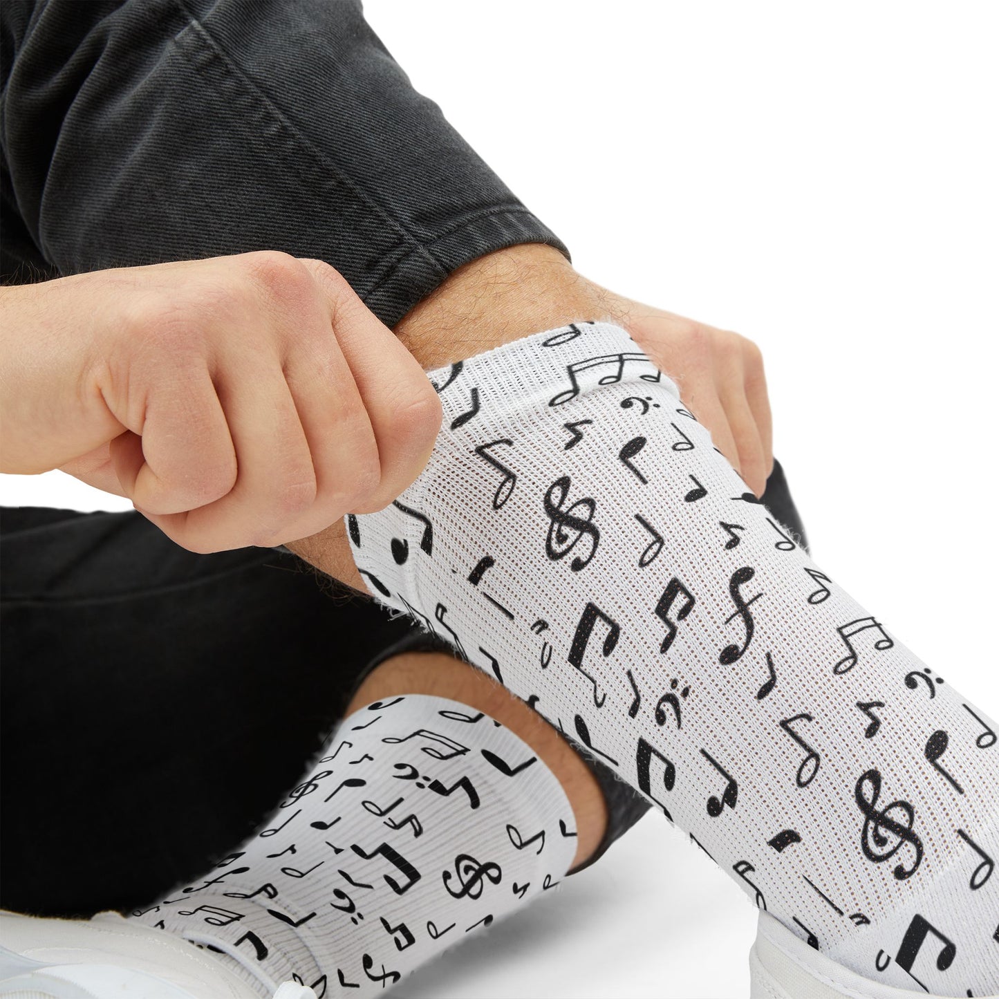 Gray Pixel Pattern Sublimation Socks — Textured Crew Socks