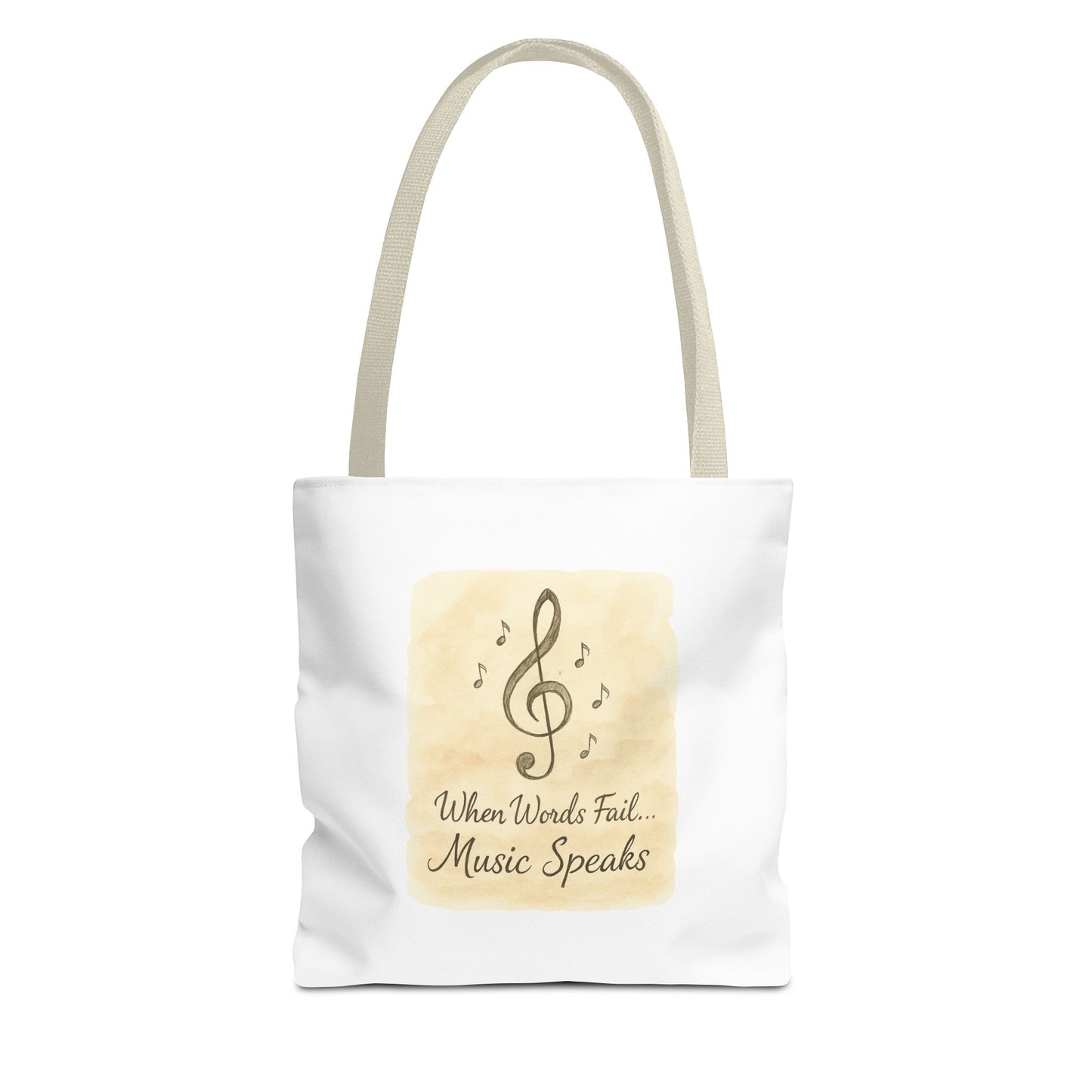 Music Speaks Tote Bag — 'When Words Fail... Music Speaks' Canvas Tote