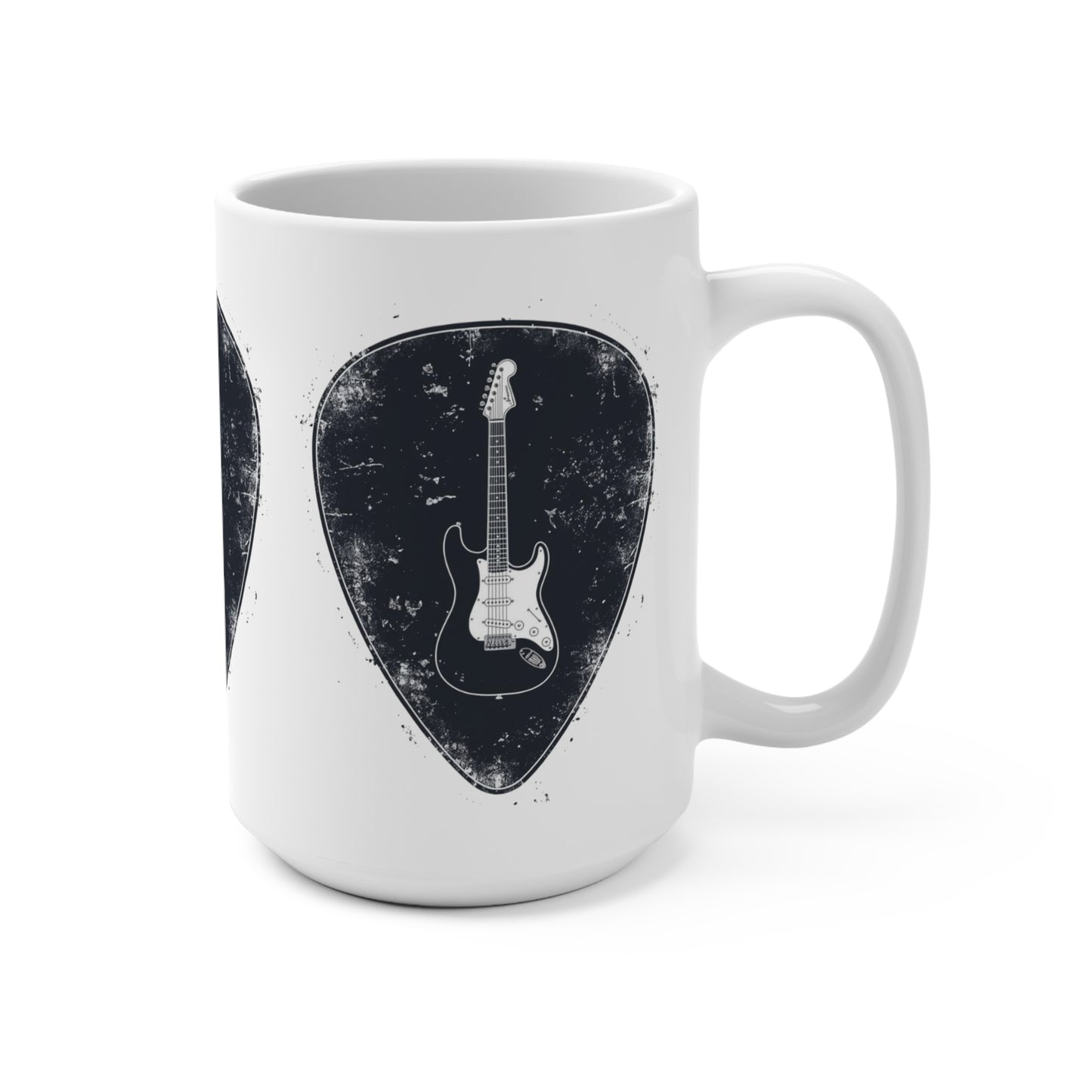 Electric Guitar Pick Mug — Retro Rock Musician Coffee Cup (15oz)