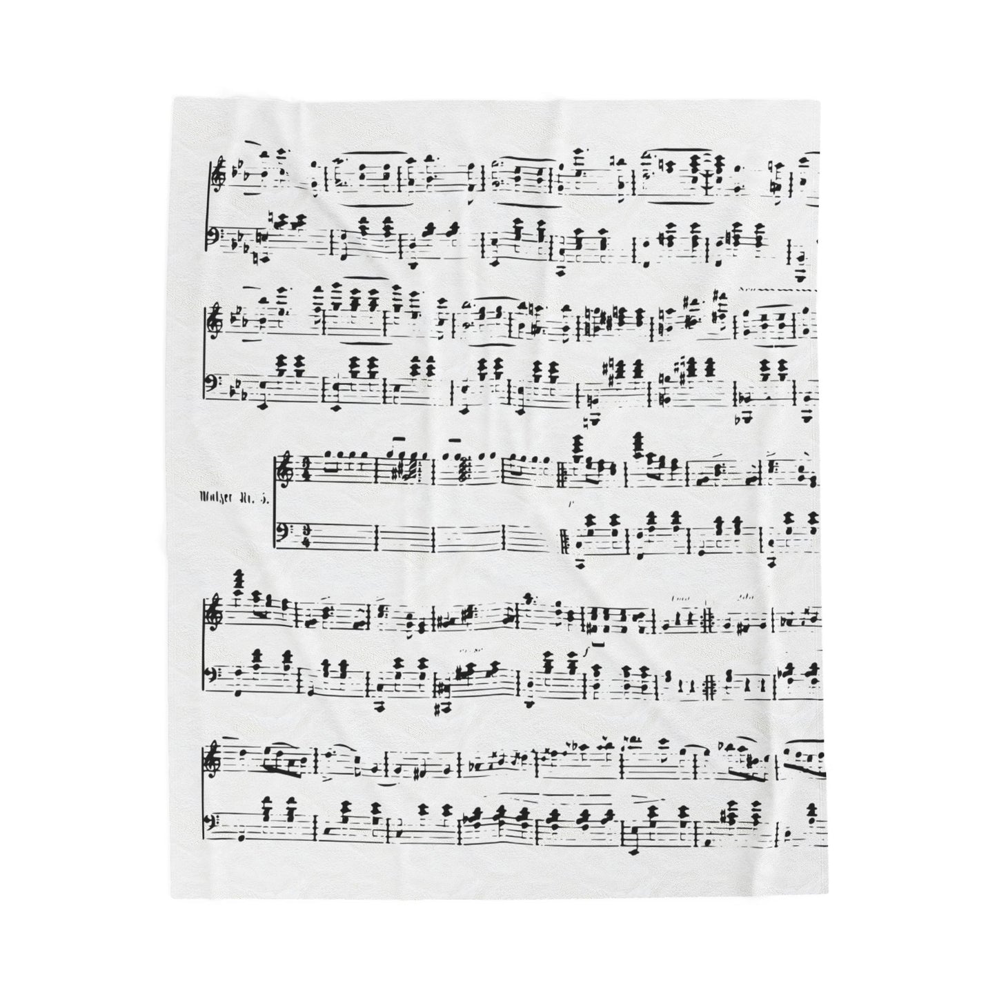 Sheet Music Velveteen Plush Blanket — Vintage Piano Notes Throw for Musicians & Music Lovers