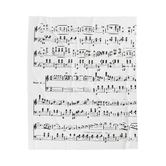 Sheet Music Velveteen Plush Blanket — Vintage Piano Notes Throw for Musicians & Music Lovers