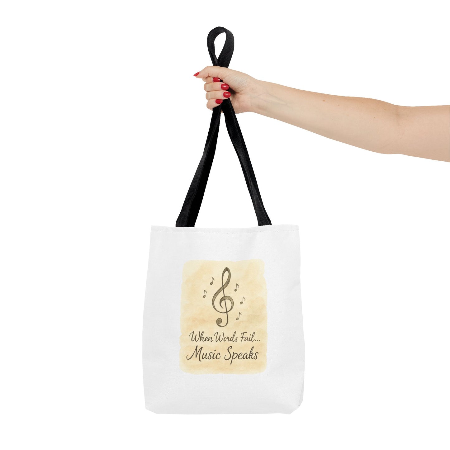 Music Speaks Tote Bag — 'When Words Fail... Music Speaks' Canvas Tote