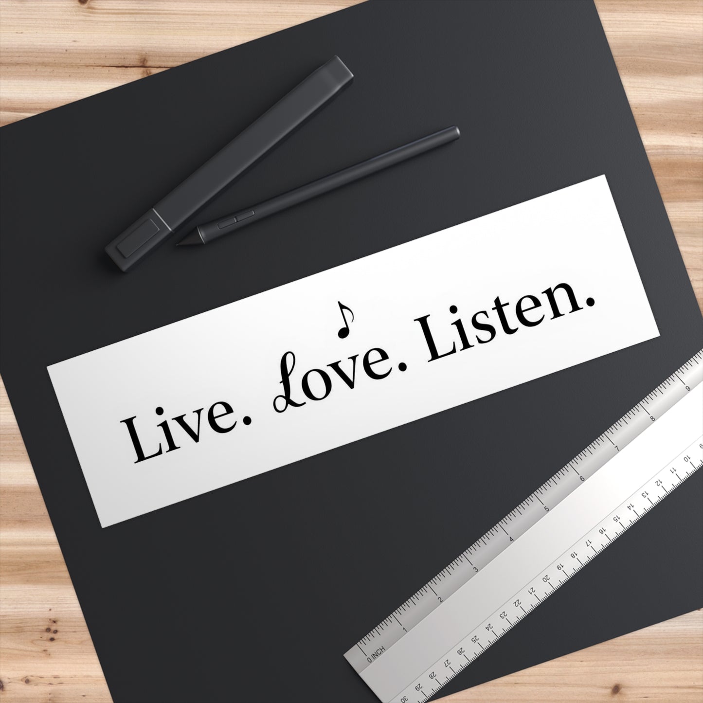 Live. Love. Listen. Bumper Sticker — Inspirational Music Quote Car Decal