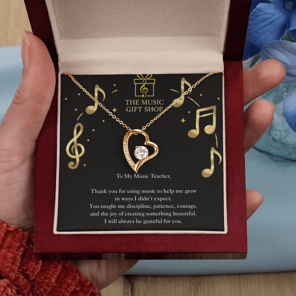 Music Teacher Appreciation Necklace – “You Shape Who I'm Becoming” Message Card