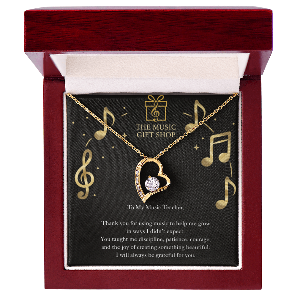 Music Teacher Appreciation Necklace – “You Shape Who I'm Becoming” Message Card