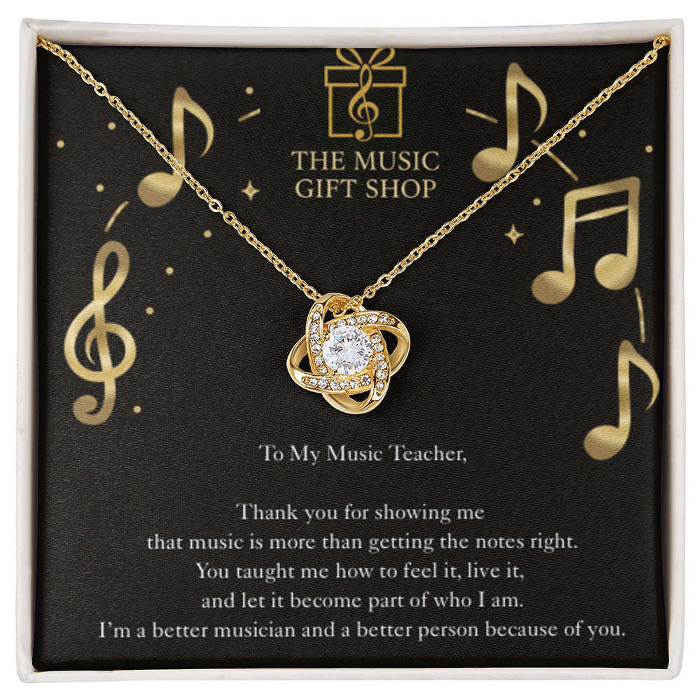 Music Teacher Necklace Gift – “You Made Me Feel the Music” Appreciation Card
