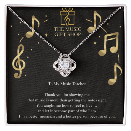 Music Teacher Necklace Gift – “You Made Me Feel the Music” Appreciation Card