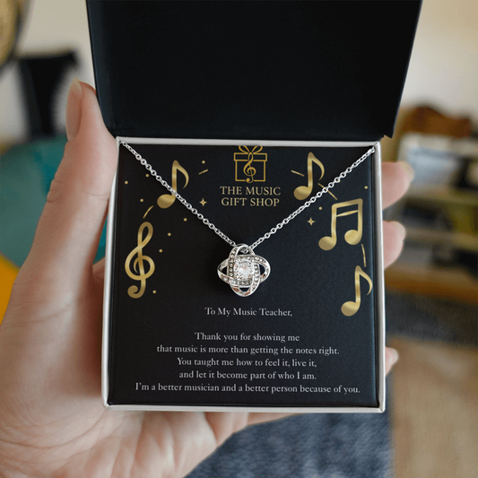 Music Teacher Necklace Gift – “You Made Me Feel the Music” Appreciation Card