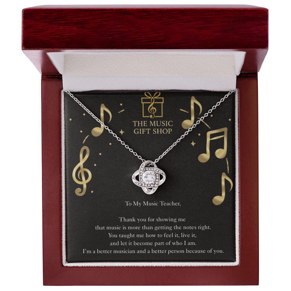 Music Teacher Necklace Gift – “You Made Me Feel the Music” Appreciation Card
