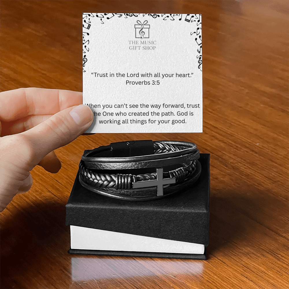 Trust in the Lord – Proverbs 3:5 Faith Leather Bracelet