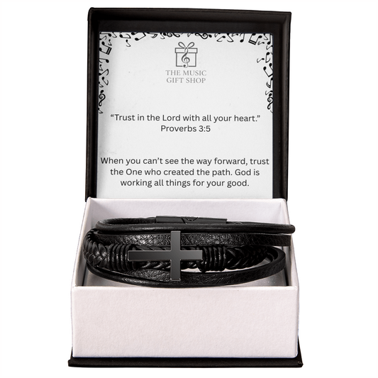Trust in the Lord – Proverbs 3:5 Faith Leather Bracelet