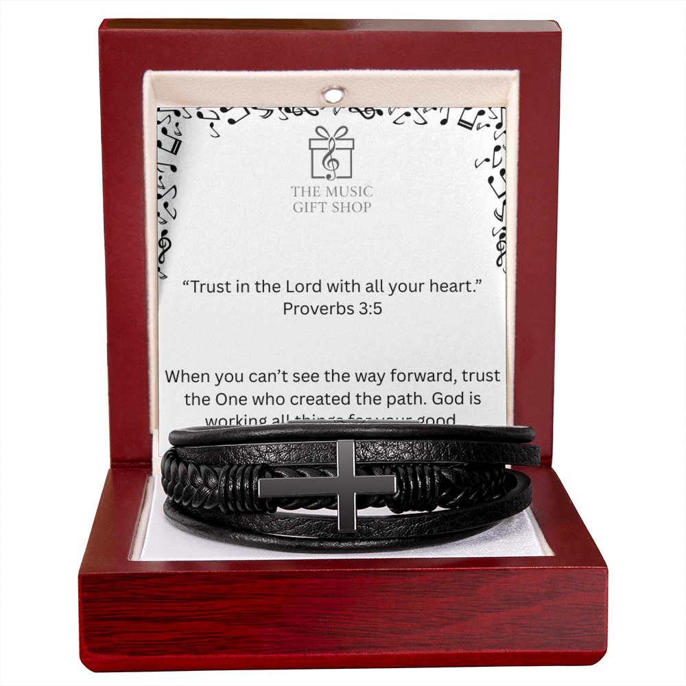 Trust in the Lord – Proverbs 3:5 Faith Leather Bracelet