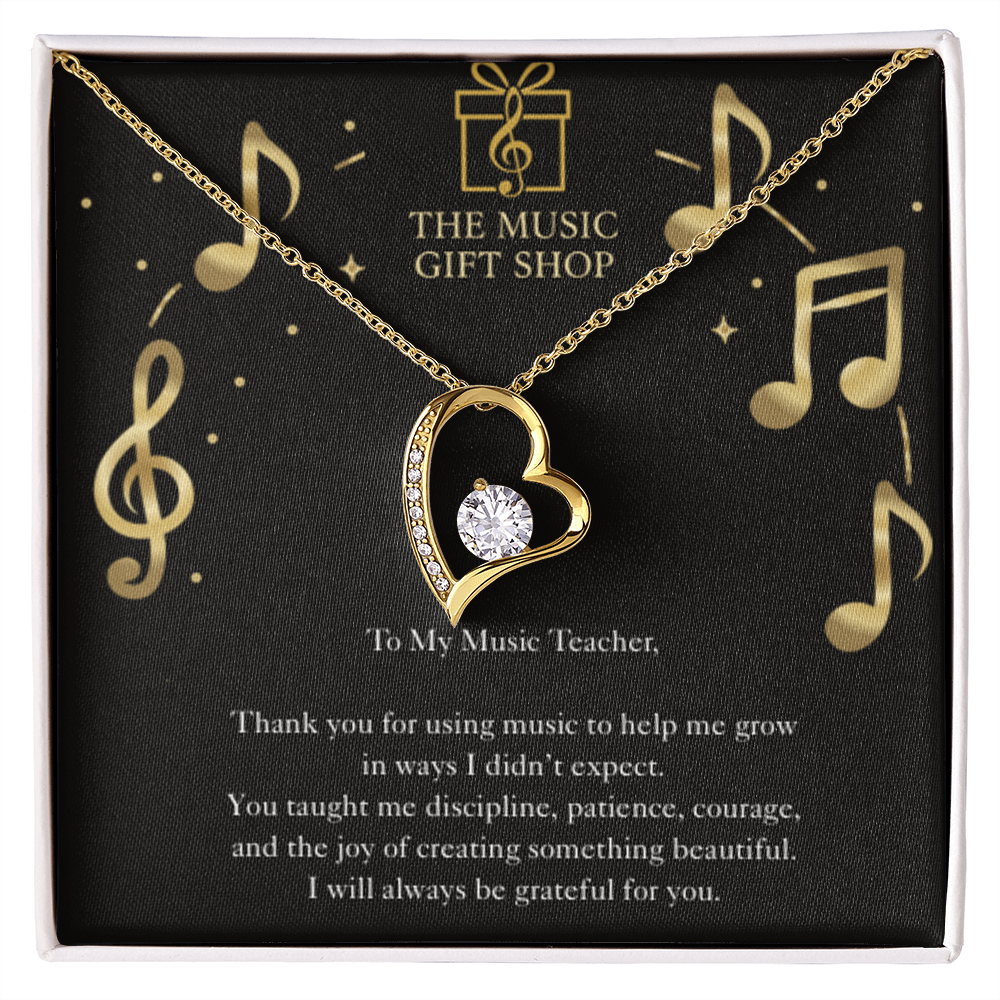 Music Teacher Appreciation Necklace – “You Shape Who I'm Becoming” Message Card