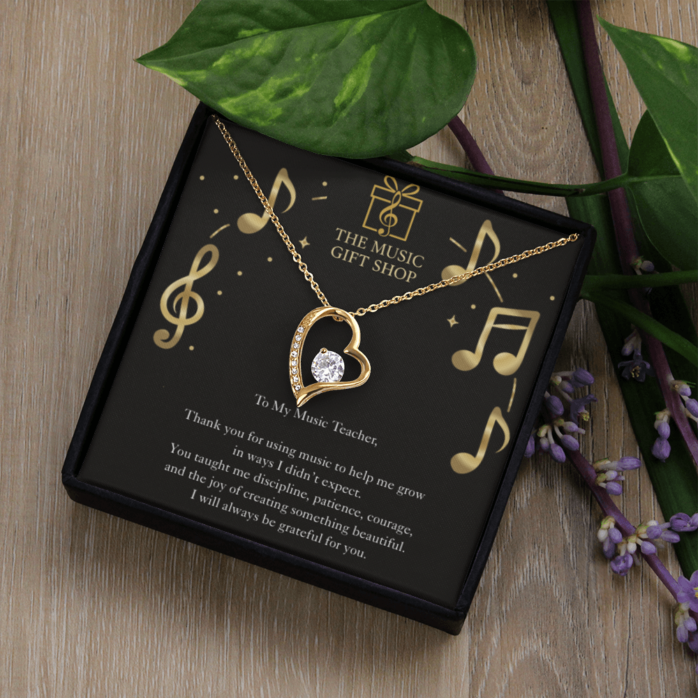 Music Teacher Appreciation Necklace – “You Shape Who I'm Becoming” Message Card