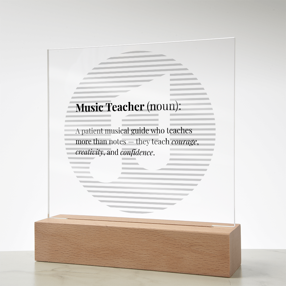Music Teacher Definition Acrylic Plaque -  Teacher Appreciation Gift for Music Educators, Choir Directors & Mentors