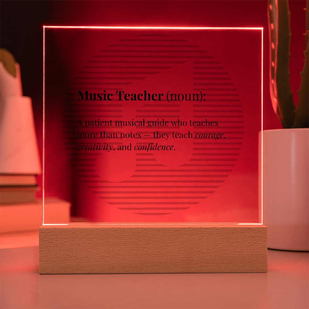 Music Teacher Definition Acrylic Plaque -  Teacher Appreciation Gift for Music Educators, Choir Directors & Mentors